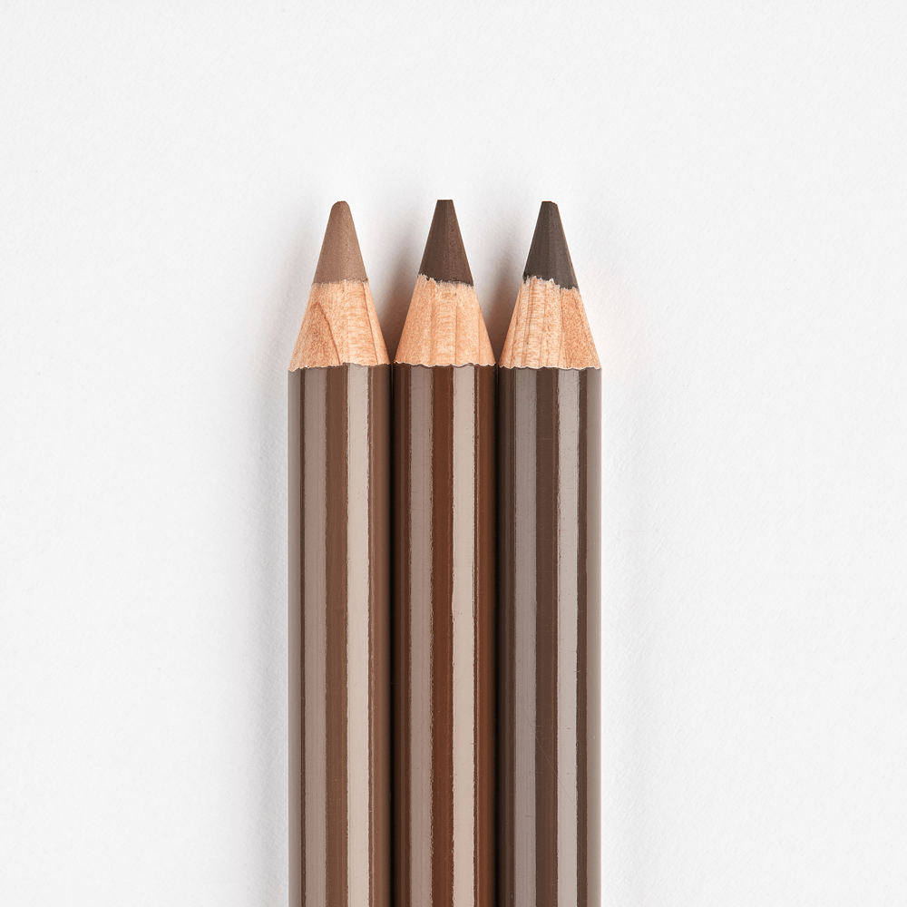 Set din 3 creioane pentru sprâncene Nastelle cu textură pudrată